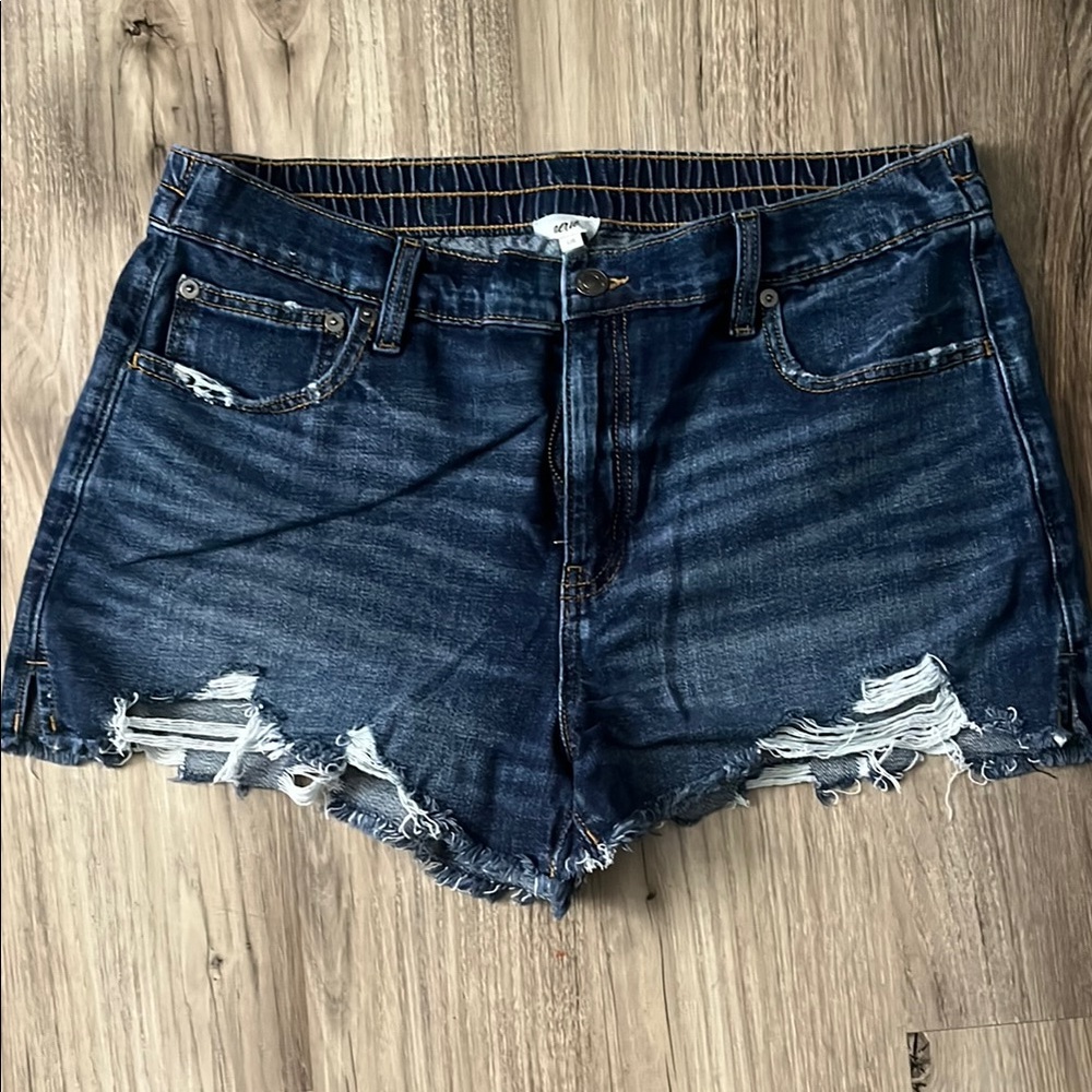 Aerie Blue Distressed Jean Shorts High-Waisted